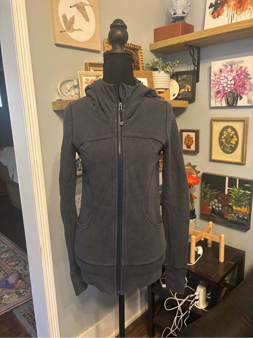 VTG Lululemon scuba full zip hoodie jacket thumbholes yoga Y2K navy 4